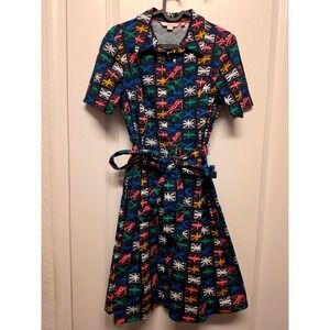 Boden Womens Union Jack Flag Print Shirt Dress Navy Blue Multicolor US 6P